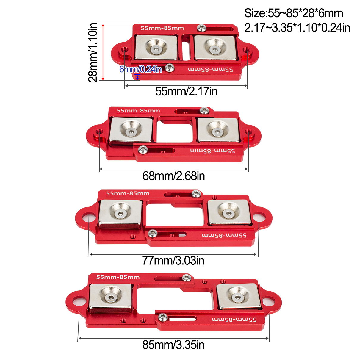 4PCS 55-85mm Adjustable Magnet - Rc Car Body Shell recension och pris