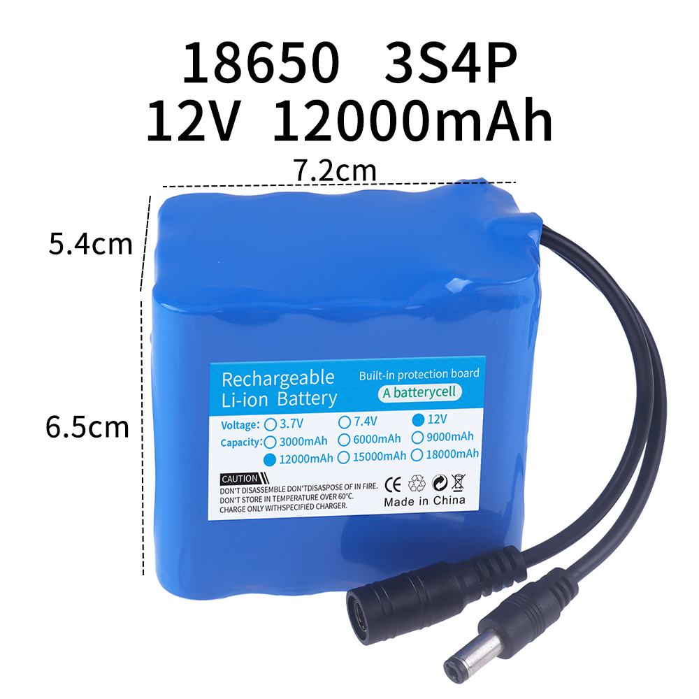 12V 12000mah Battery 3S4P Real - Lipo Battery Charger recension och pris